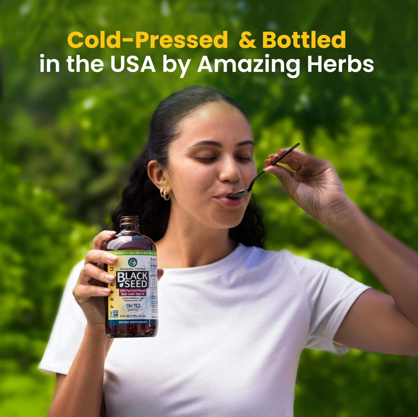 Amazing Herbs Premium Black Seed Oil - Gluten Free, Non-GMO, Cold-Pressed Nigella Sativa (16 oz x 2)