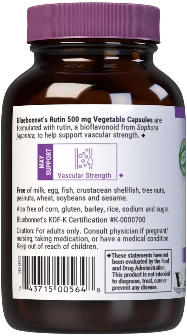 Bluebonnet Rutin 500mg – Antioxidant Bioflavonoid for Vascular Health (Vegan)