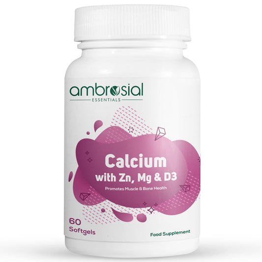 AMBROSIAL Calcium Magnesium Zinc with Vitamin D3 - Pack of 1 (60 Capsules)