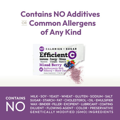 ANDREW LESSMAN Efficient C Mixed Berry 180 Packets — Non-Calorie Vitamin C Drink for Immune, Energy & Eye Health