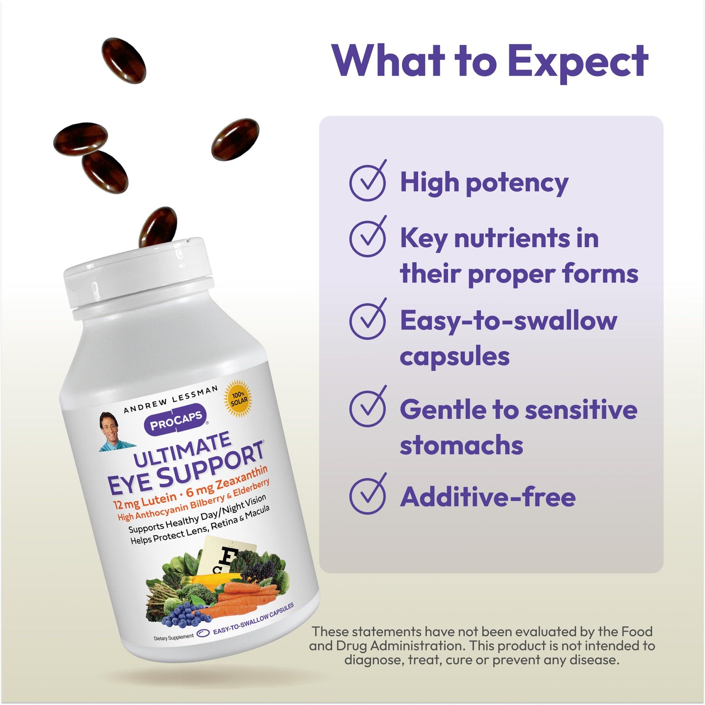 ANDREW LESSMAN Ultimate Eye Support 360 Softgels – Lutein 12mg, Zeaxanthin 6mg