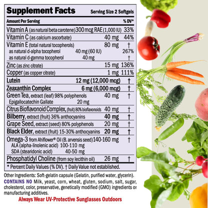ANDREW LESSMAN Ultimate Eye Support 360 Softgels – Lutein 12mg, Zeaxanthin 6mg
