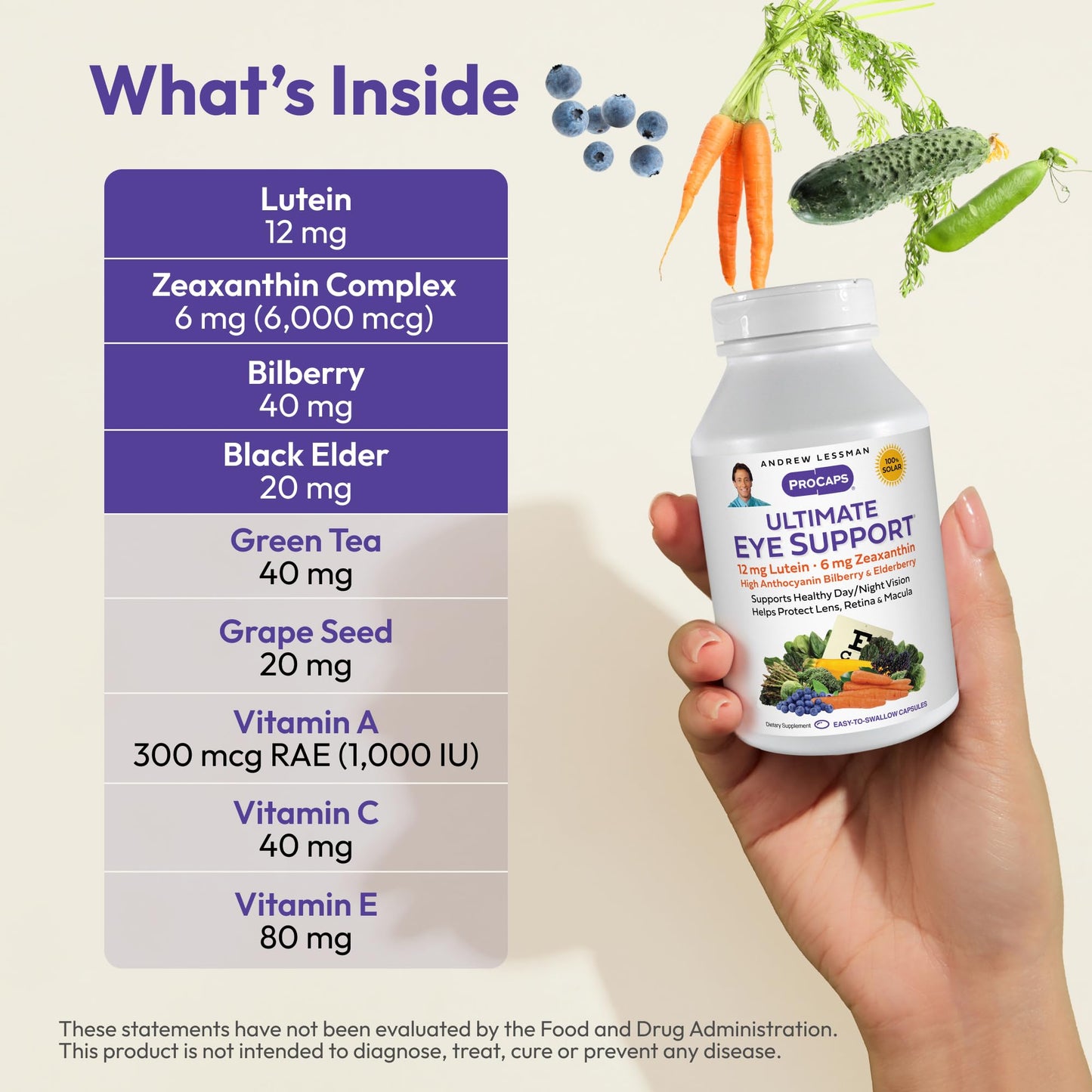 ANDREW LESSMAN Ultimate Eye Support 360 Softgels – Lutein 12mg, Zeaxanthin 6mg