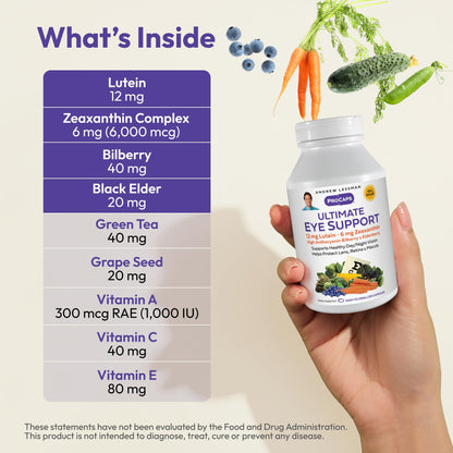 ANDREW LESSMAN Ultimate Eye Support 360 Softgels – Lutein 12mg, Zeaxanthin 6mg