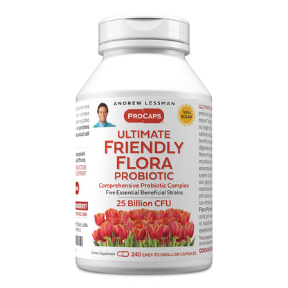 Andrew Lessman Ultimate Friendly Flora Probiotic 25B CFU | 5 Strains, 240 Capsules