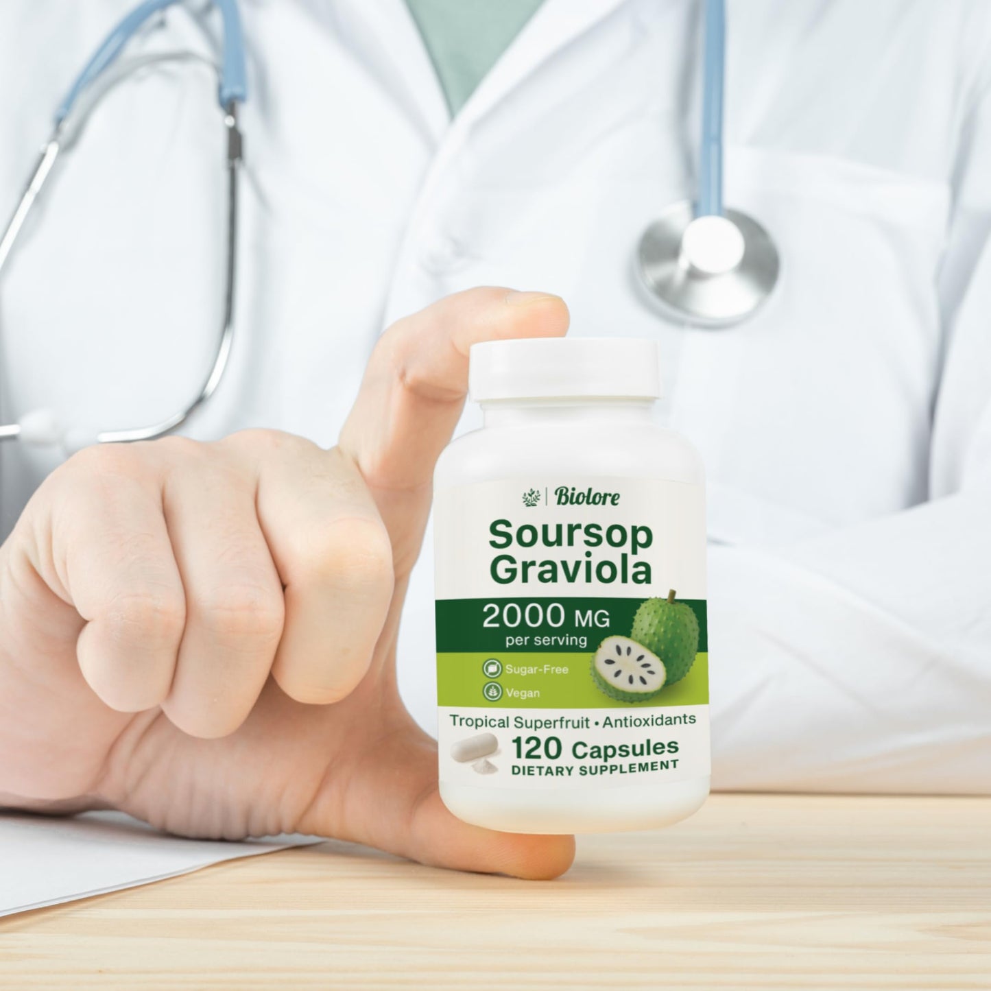 Biolore Pure Soursop Graviola Capsules – 120 Count, Vegan, Gluten Free