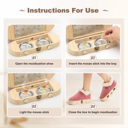 AODANC Moxibustion Shoes & Moxas Box – Mugwort Foot Heat Packs (Brown, 7-8.5)
