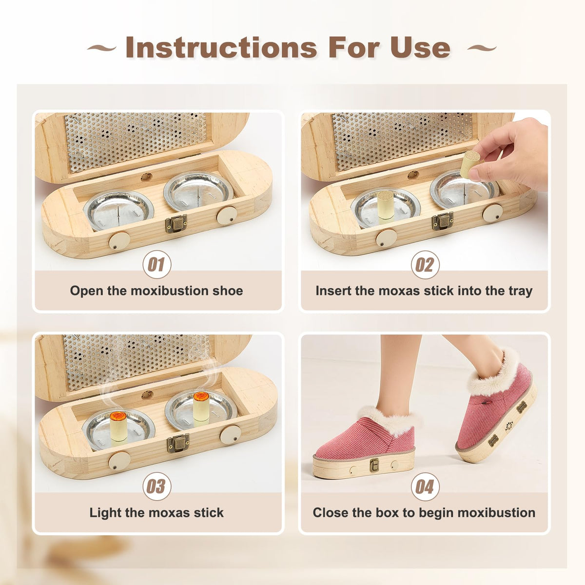 AODANC Moxibustion Shoes with Moxas Box – Pink 7-8.5 | Mugwort Foot Heat Packs