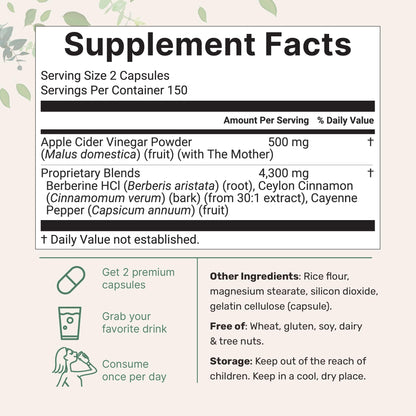 Micro Ingredients Apple Cider Vinegar Capsules – 4,800mg per Serving, 300 Caps | Immune & Digestion Support