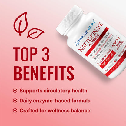 Approved Science Nattokinase 4000 FU - 180 Vegan Capsules + BioPerine