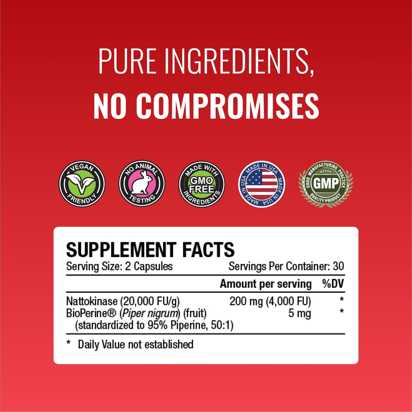 Approved Science Nattokinase 4000 FU - 180 Vegan Capsules + BioPerine