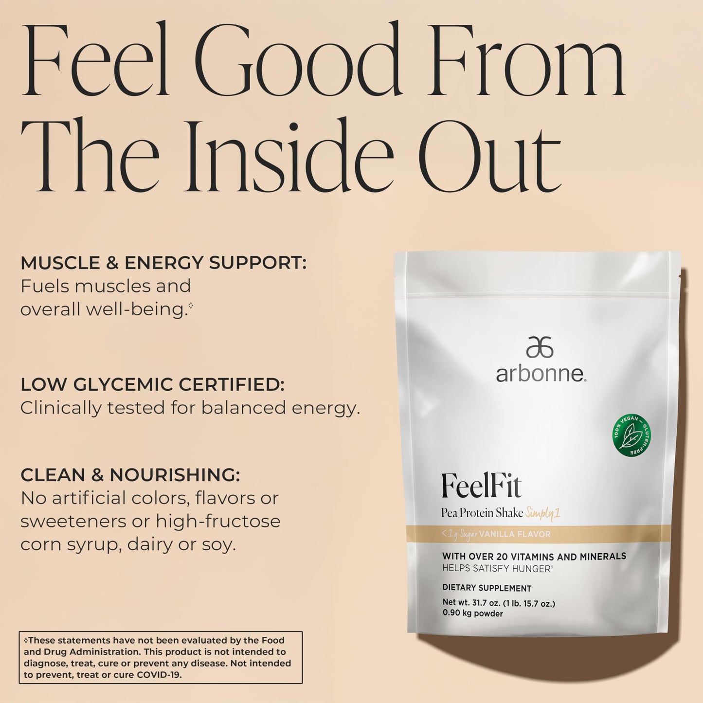 Arbonne Feelfit Pea Protein Shake Vanilla – Vegan Protein for Energy