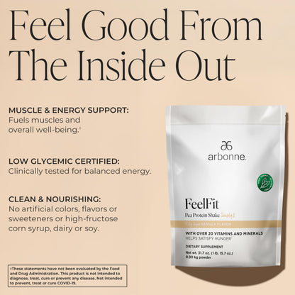 Arbonne Feelfit Pea Protein Shake Vanilla – Vegan Protein for Energy
