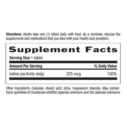 Country Life Arctic-Kelp – Natural Iodine for Thyroid & Immune Support, 225 mcg, 300 Tablets | Vegan & Gluten-Free