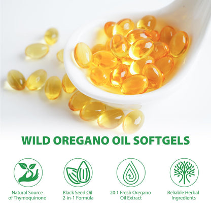 Arkture Oregano Oil Capsules | 6000mg Oil of Oregano with Black Seed Oil 200mg, 240 Softgels, Non-GMO, Gluten Free