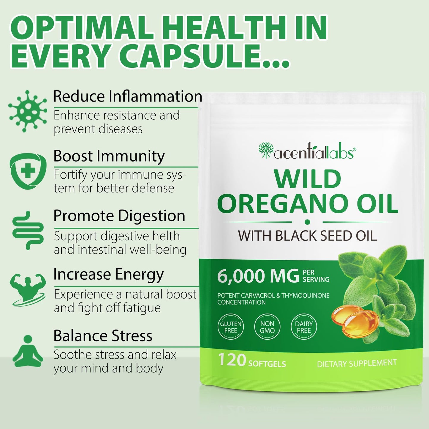 Arkture Oregano Oil Capsules | 6000mg Oil of Oregano with Black Seed Oil 200mg, 240 Softgels, Non-GMO, Gluten Free