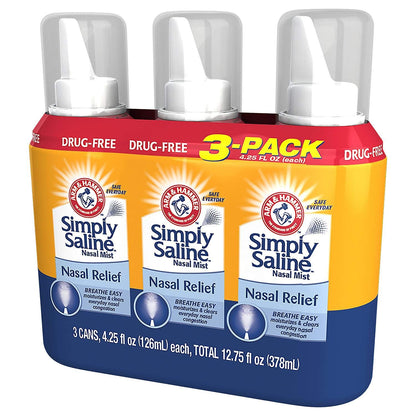 Arm & Hammer Simply Saline Nasal Mist Original — Giant 3-Pack (4.25 oz each)