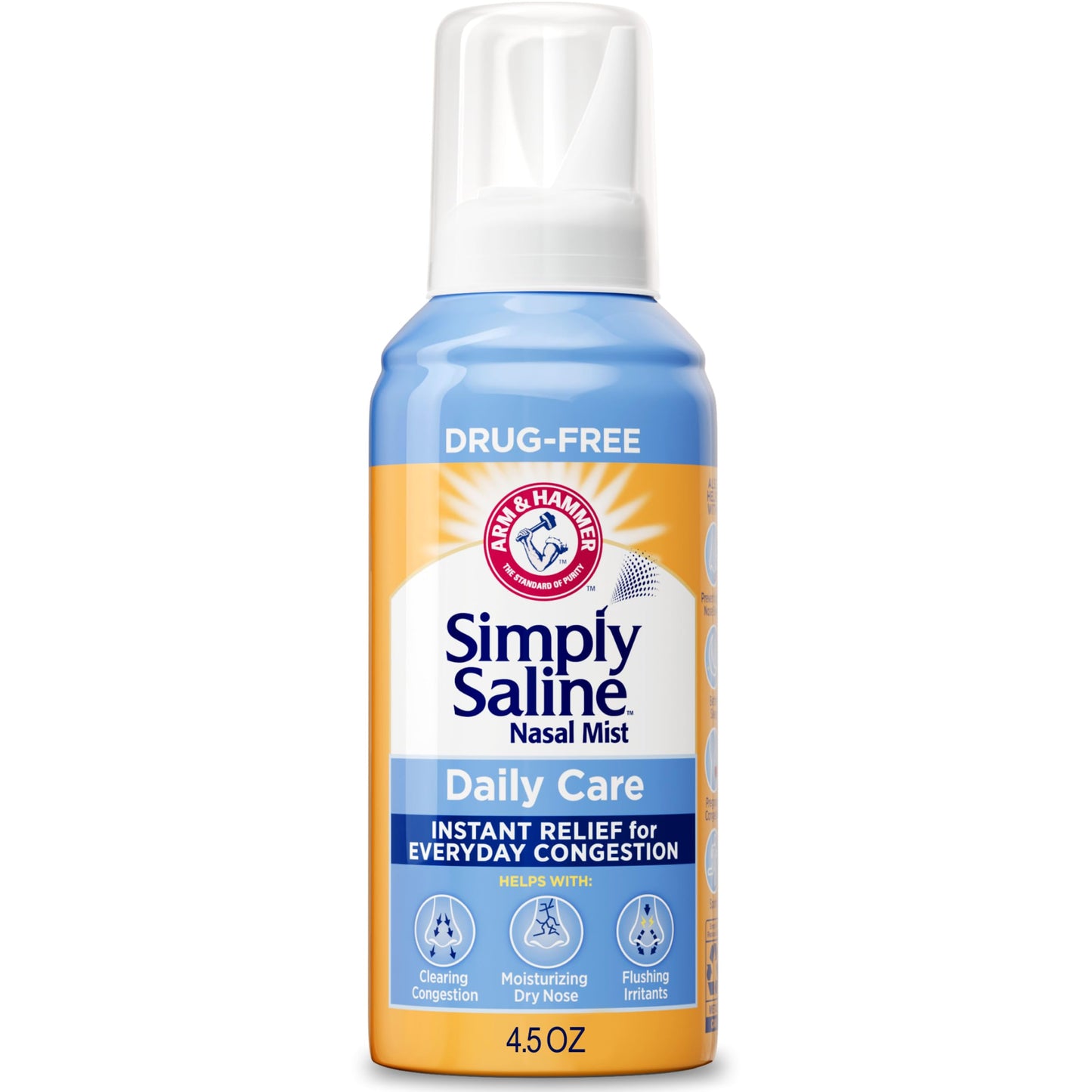 ARM & HAMMER Simply Saline Daily Care Nasal Mist 4.5oz – Instant Congestion Relief & Gentle Nasal Moisture