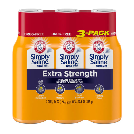 Arm & Hammer Simply Saline Extra Strength Nasal Spray – Severe Congestion Relief, 4.6oz 3-Pack