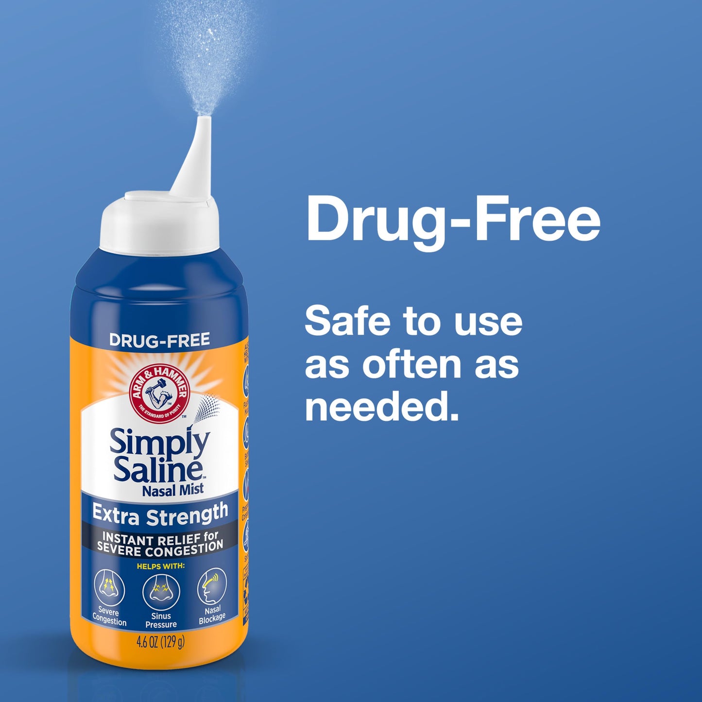 Arm & Hammer Simply Saline Extra Strength Nasal Spray – Severe Congestion Relief, 4.6oz 3-Pack