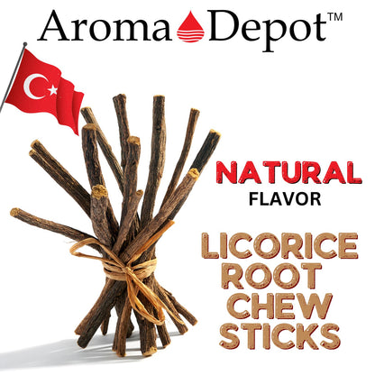 Aroma Depot 8 oz Licorice Root Chew Sticks – 6.5-7 inches, 100% Natural, Gluten-Free, Glycyrrhiza Glabra from Turkey