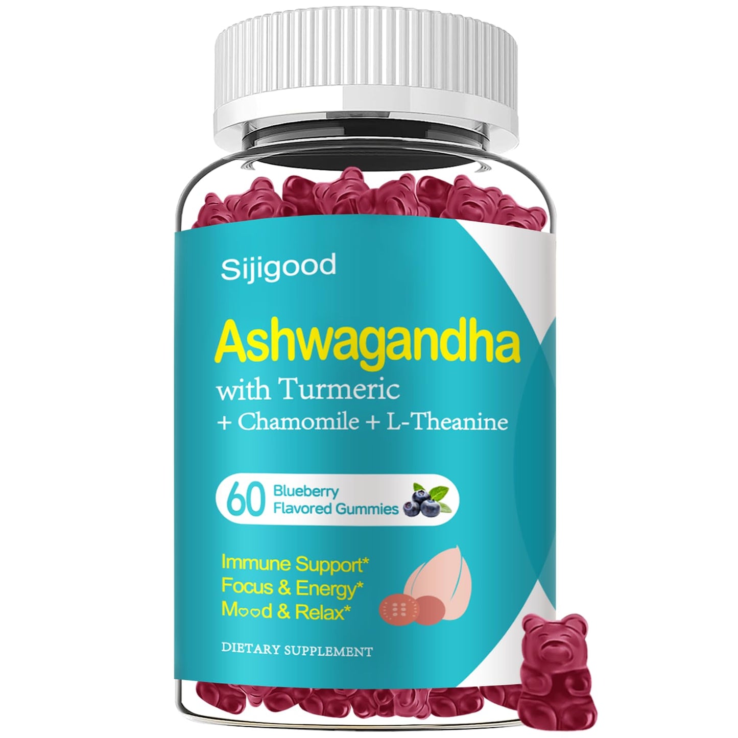 Ashwagandha Gummies for Immunity & Relaxation - Blueberry, 60 Count