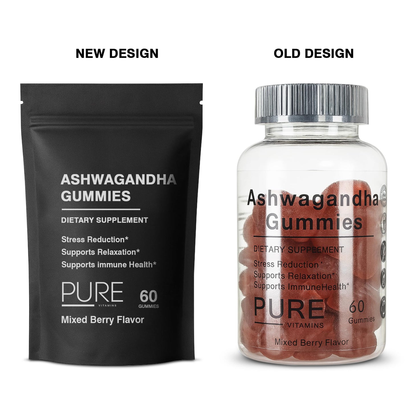 Ashwagandha Gummies – 60 Vegan Gummies | 300mg Root Extract + Vitamin D2