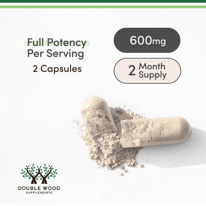 Double Wood Ashwagandha KSM-66 Organic 600mg | 120 Caps | Clinically Studied Adaptogen
