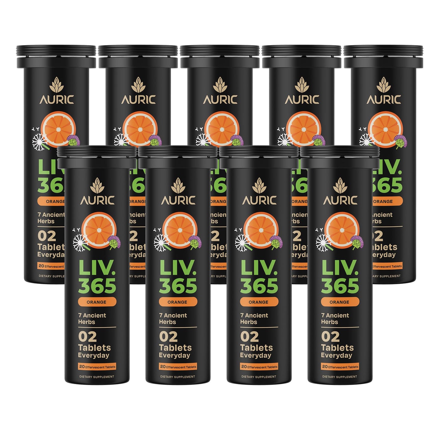 Auric Herbal Liver Support Supplement | Milk Thistle, Turmeric & Ginger | 180 Plant-Based Detox Tablets