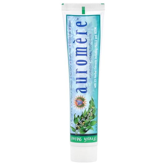 Auromere Freshmint Herbal Toothpaste, 4.16 Oz – Fluoride & Gluten-Free
