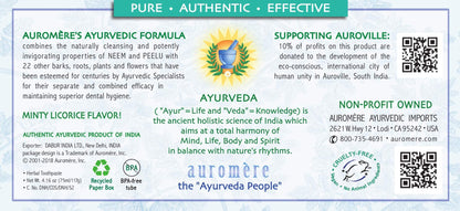 Auromere Ayurvedic Toothpaste – Licorice, Vegan, Fluoride Free, Neem & Peelu (4.16 oz) 4 Pack