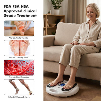 Auxoliev EMS Foot Massager for Neuropathy — 25 Modes, 99 Intensities, 4 TENS Pads, FSA Eligible