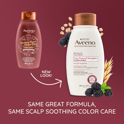 Aveeno Blackberry & Quinoa Strengthening Conditioner for Color-Treated Hair – Moisturizing, Color Protection, 12 oz