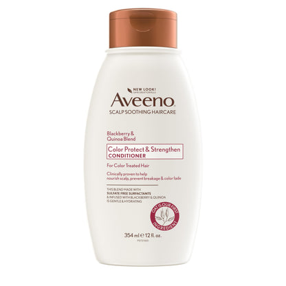Aveeno Blackberry & Quinoa Strengthening Conditioner for Color-Treated Hair – Moisturizing, Color Protection, 12 oz