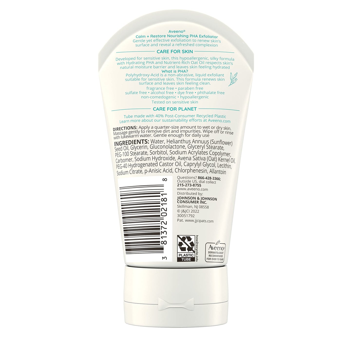 Aveeno Calm and Restore PHA Exfoliator for Sensitive Skin – Fragrance-Free, Non-Abrasive