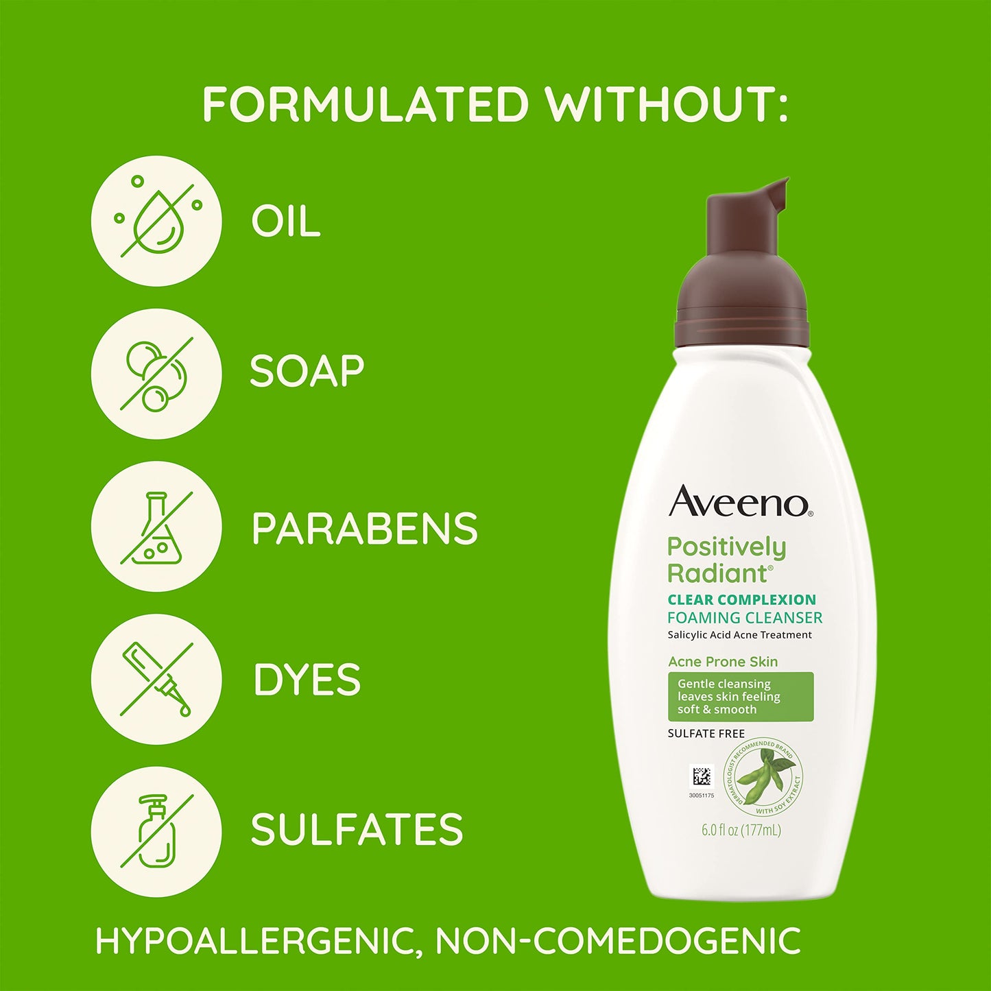 Aveeno Clear Complexion Foaming Cleanser with Salicylic Acid — 3-Pack, Oil-Free