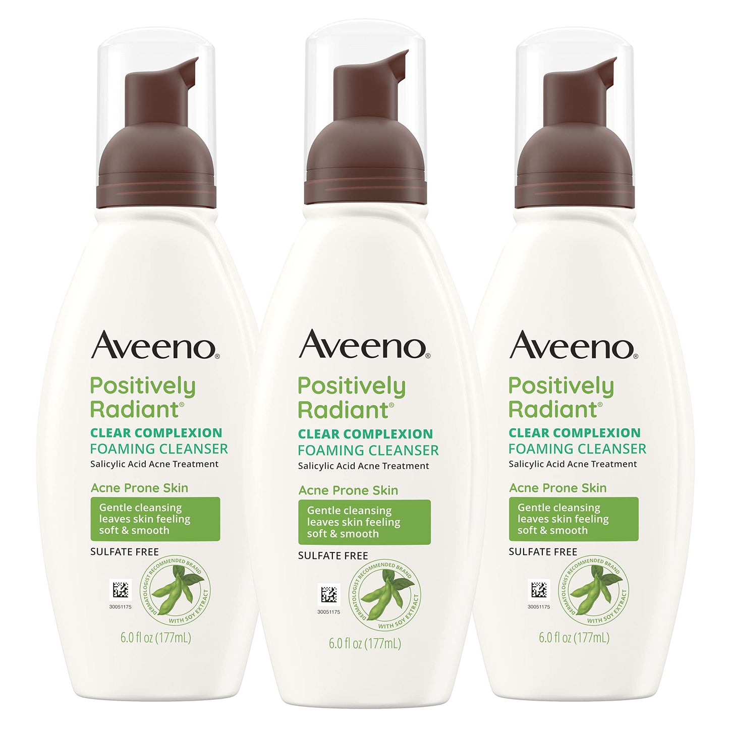 Aveeno Clear Complexion Foaming Cleanser with Salicylic Acid — 3-Pack, Oil-Free
