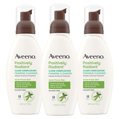 Aveeno Clear Complexion Foaming Cleanser with Salicylic Acid — 3-Pack, Oil-Free