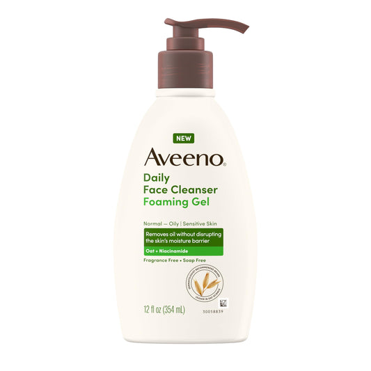 Aveeno Daily Foaming Gel Facial Cleanser – Fragrance Free, 12 fl oz