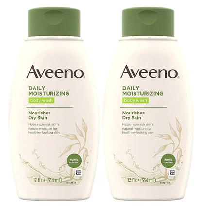 Aveeno Daily Moisturizing Body Wash – 12 oz / 354 ml (Pack of 2) | Gentle, Soap-Free Hydration for Dry Skin