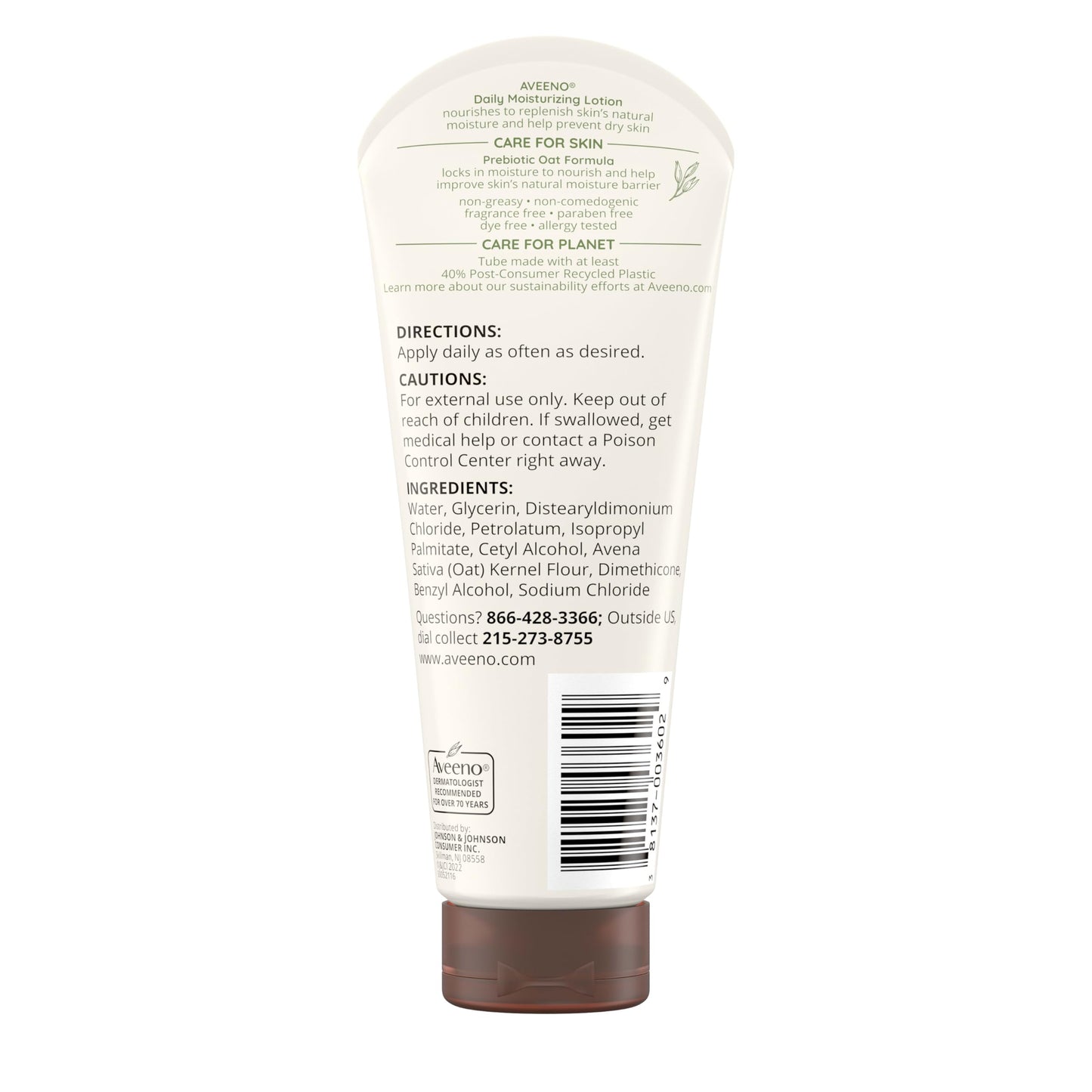 Aveeno Daily Moisturizing Fragrance Free Body Lotion with Prebiotic Oat — 3 x 2.5 fl oz Travel Size