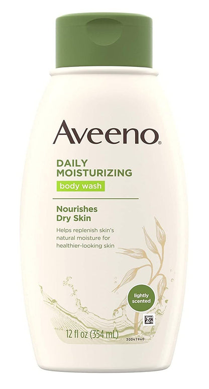 Aveeno Daily Moisturizing Body Wash – 12 oz / 354 ml (Pack of 2) | Gentle, Soap-Free Hydration for Dry Skin