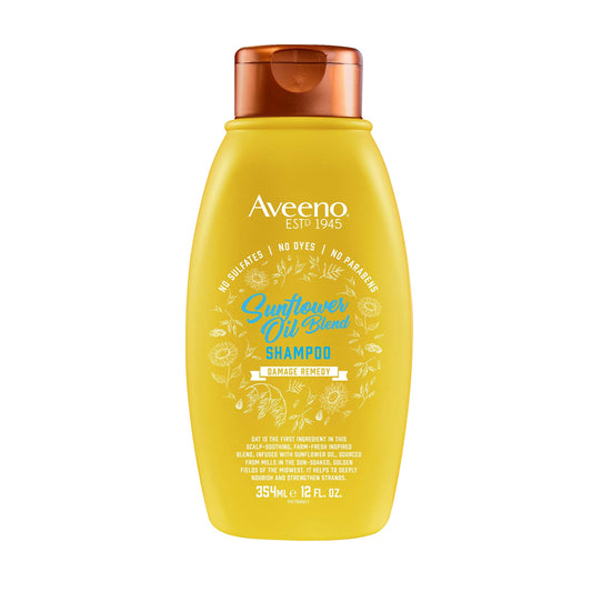 Aveeno Deep Moisturizing Sunflower Oil Blend Shampoo with Oat – Sulfate & Paraben Free for Dry Damaged Hair (12 oz)