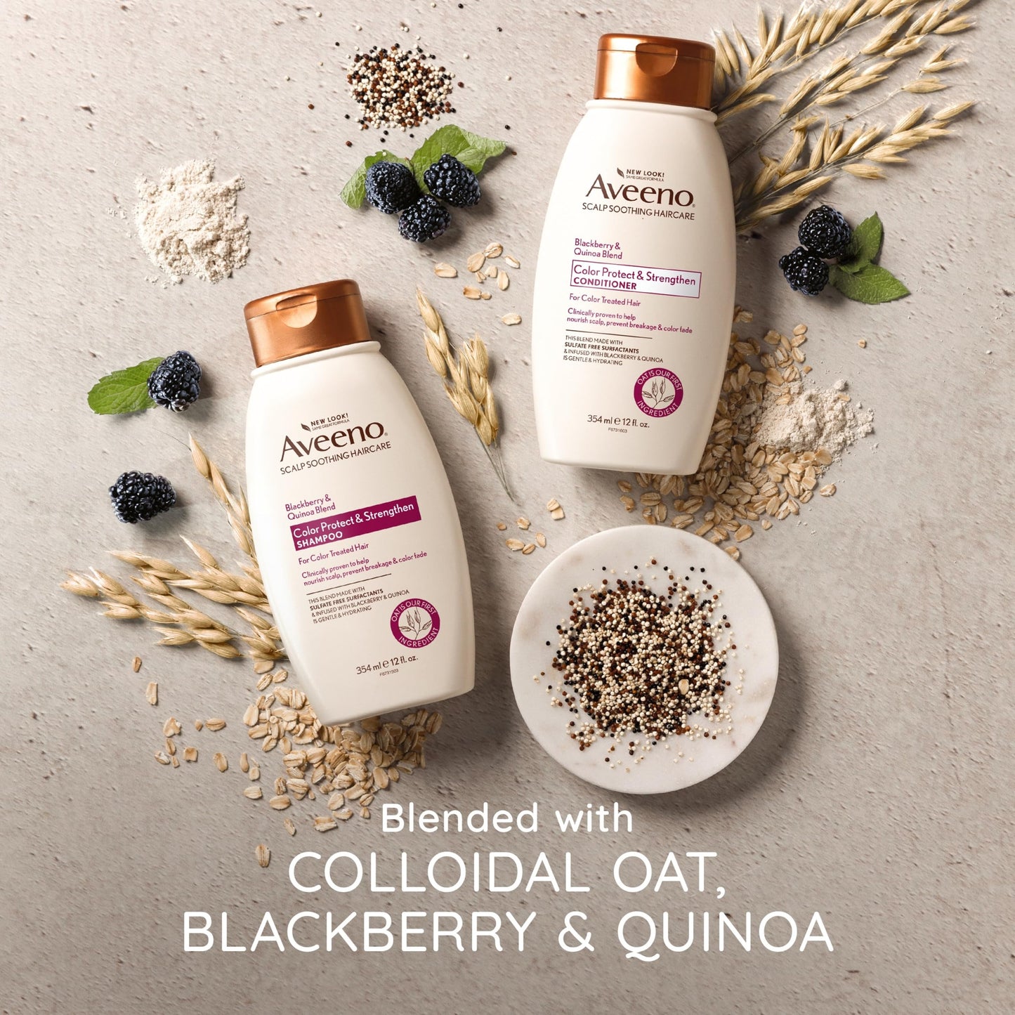 Aveeno Blackberry & Quinoa Strengthening Conditioner for Color-Treated Hair – Moisturizing, Color Protection, 12 oz