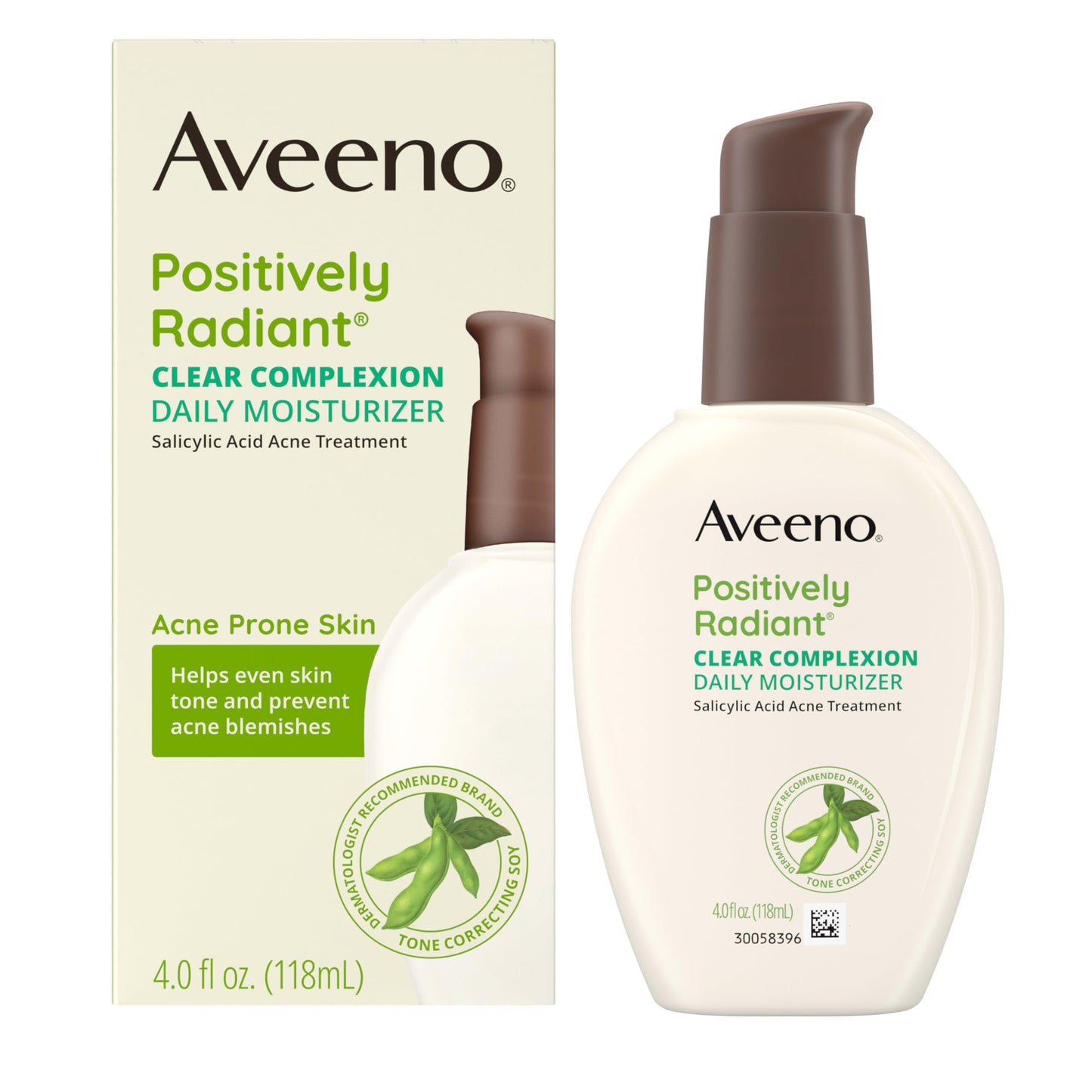 Aveeno Positively Radiant Clear Complexion Face Moisturizer – Soy Complex, 0.5% Salicylic Acid, Oil-Free, 4 oz