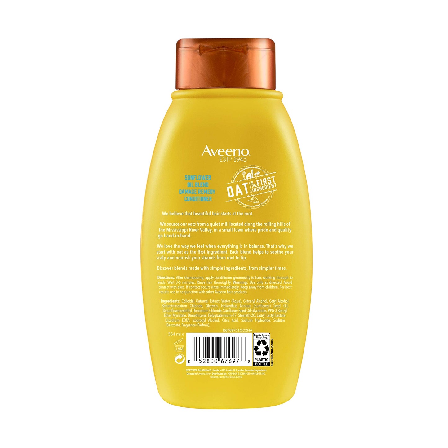 Aveeno Sunflower Oil Blend Conditioner – For Dry, Damaged Hair | Sulfate/Dye/Paraben Free