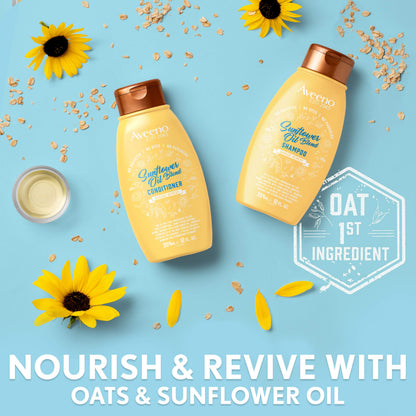 Aveeno Deep Moisturizing Sunflower Oil Blend Shampoo with Oat – Sulfate & Paraben Free for Dry Damaged Hair (12 oz)