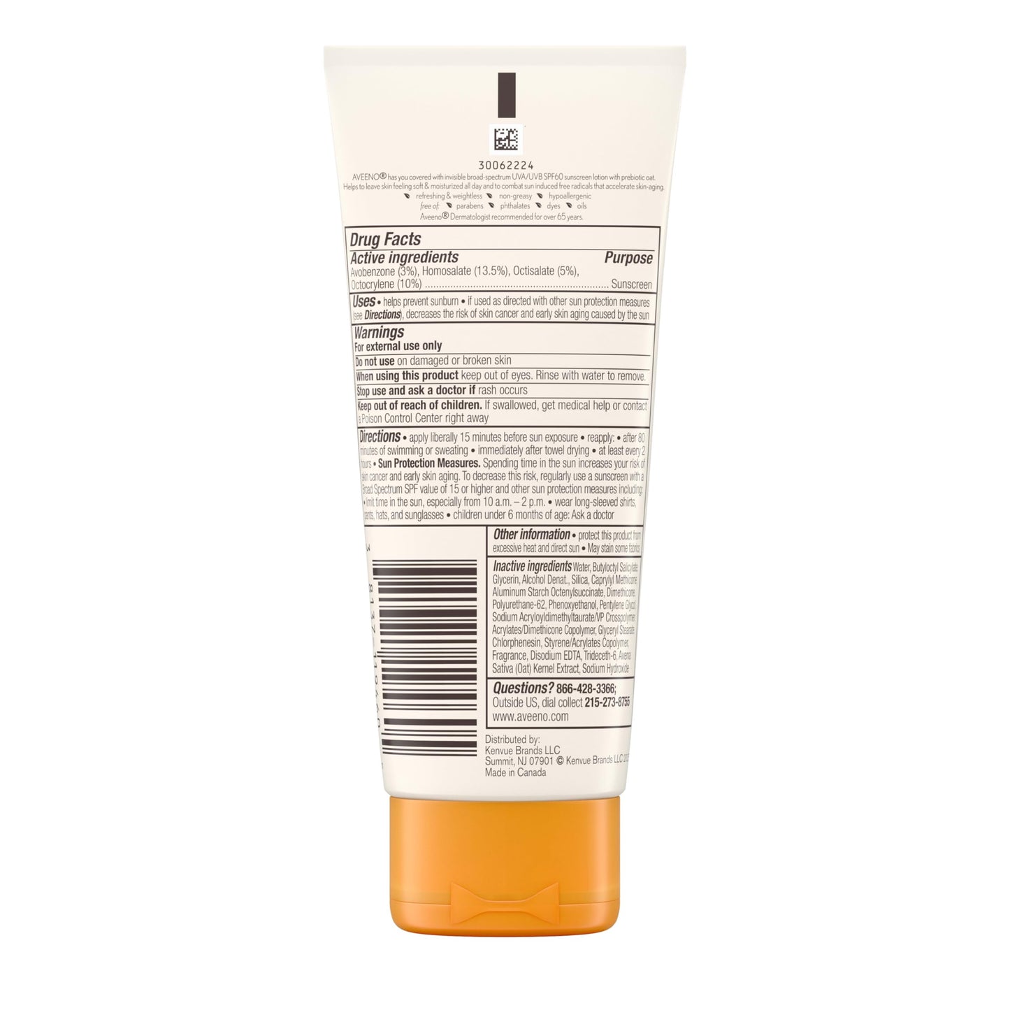 Aveeno Protect + Hydrate SPF 60 Body Sunscreen Lotion | Lightweight, Hydrating Protection
