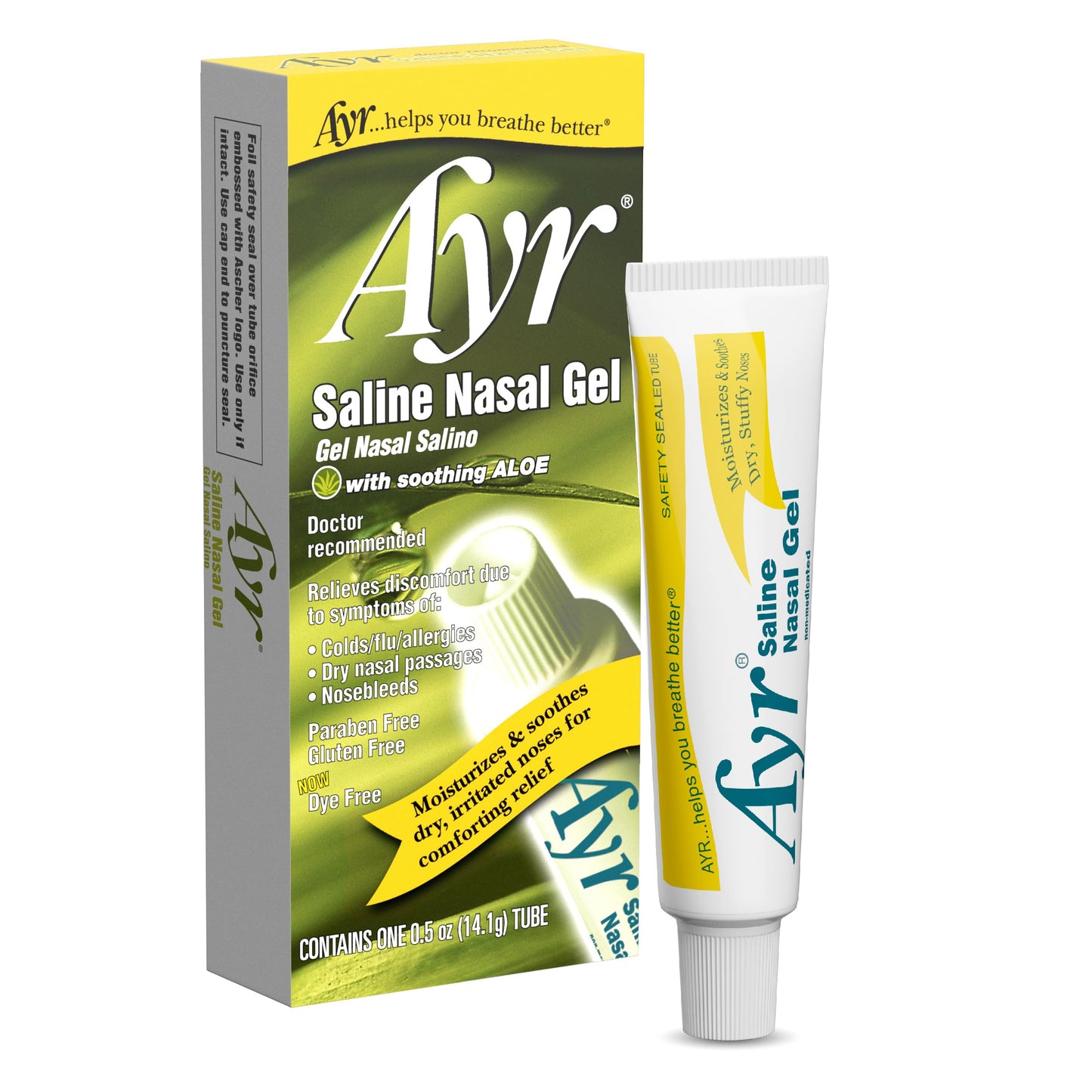 AYR Saline Nasal Gel with Aloe | 0.5 oz Tube (Pack of 3)