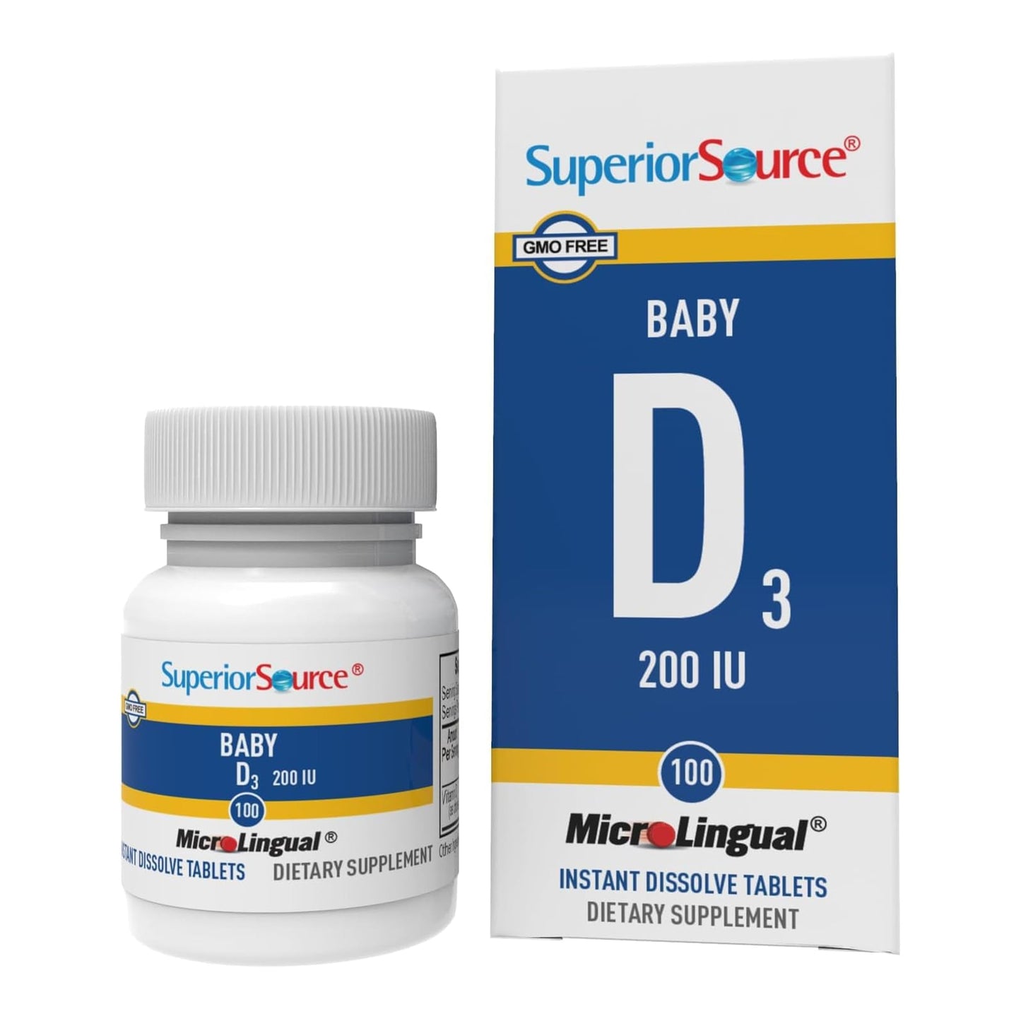 Superior Source Baby D3 Vitamin - Immune Support | Instant MicroLingual Tablets